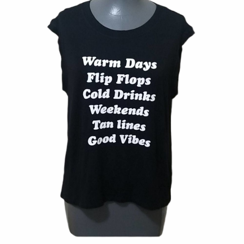 SHIFT Black Tank with vacation mode words Large